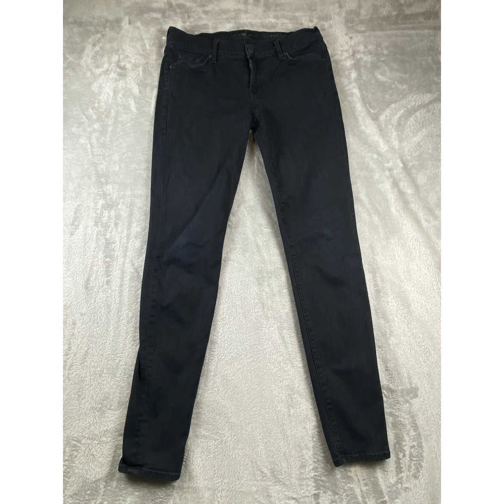 7 for All Mankind Jeans Women's THE SKINNY Stretch Slim Skinny Black 29(30x30.5)